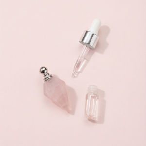 Pendentif Quartz Rose fiole parfum