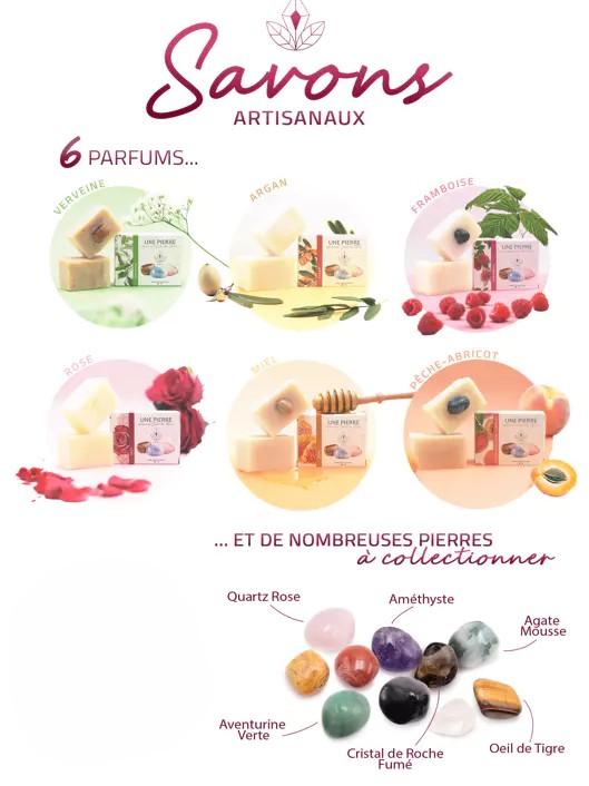 Savon 140 gr avec véritable pierre à collectionner