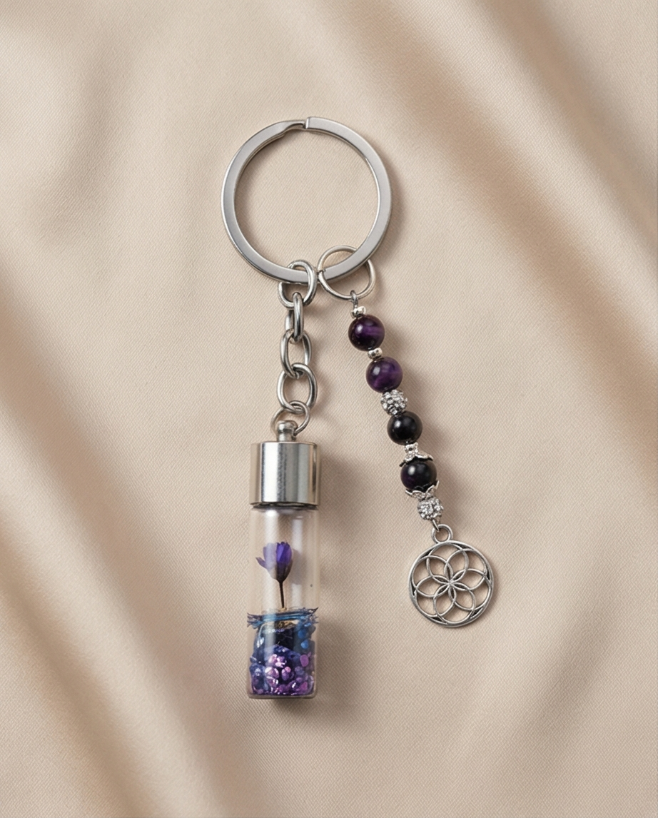 Porte clés bouteilles à souhaits Oeil du tigre