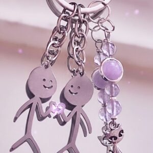 Porte clés complice Améthyste lavande finitions Chat