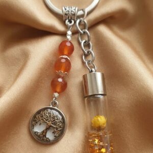 Porte clés bouteilles à souhaits Cornaline