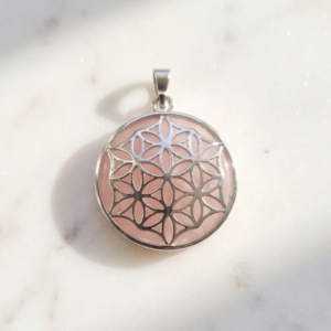 Pendentif fleur de vie quartz rose
