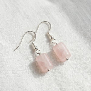 Boucles d'oreille Quartz Rose naturel