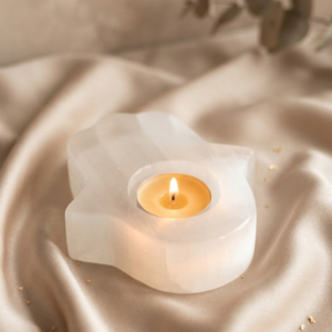 Bougeoir main en sélénite naturelle