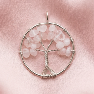 Pendentif Arbre de vie Quartz rose