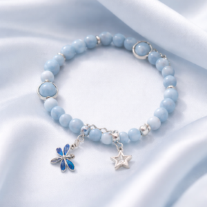 Bracelet Angélite bleue libellule étoilée