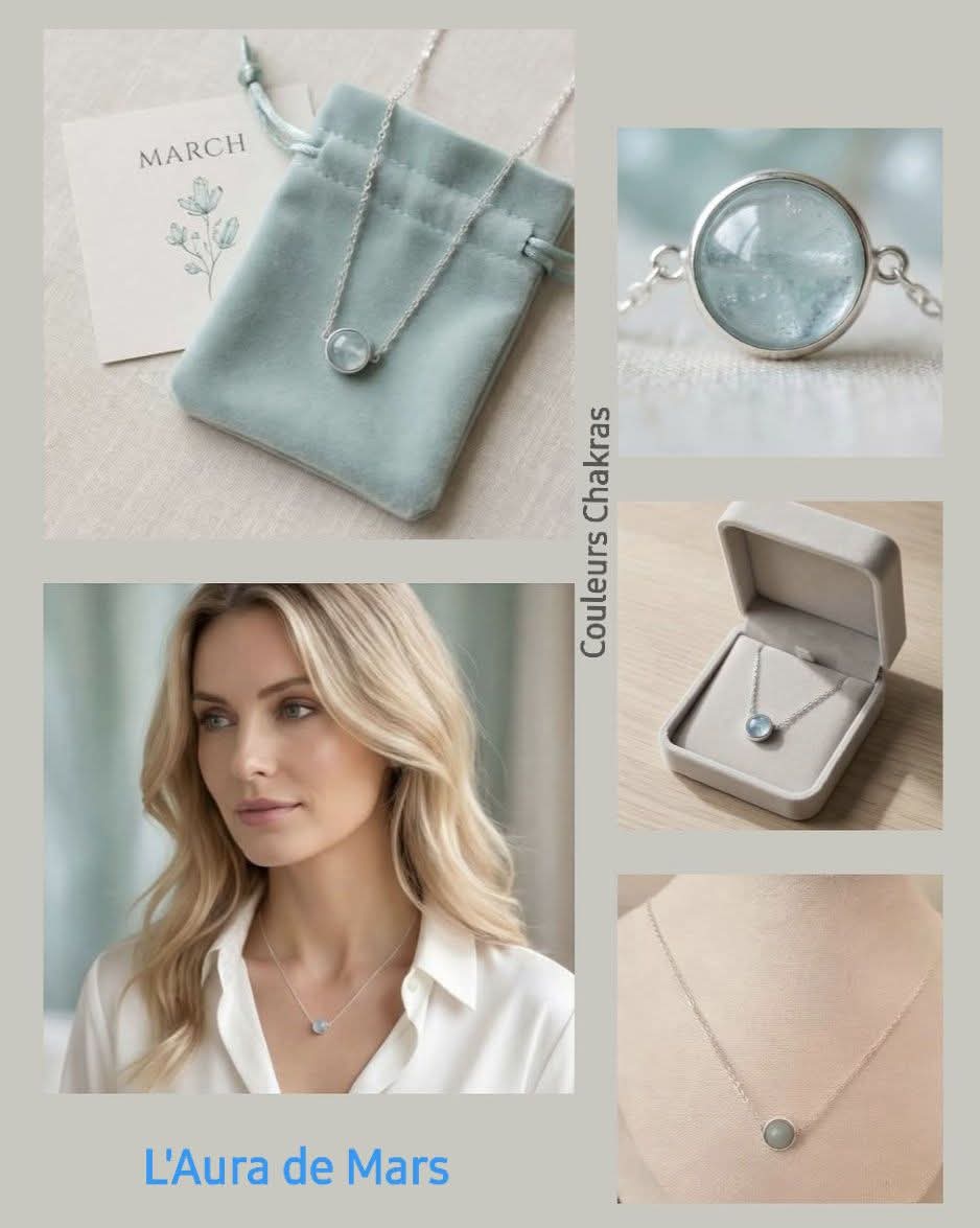 Collier L'Aura du mois de Mars : Aigue-marine
