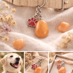 🧡 Pendentif bien-être pour chien / chat en Aventurine Orange 🐾   