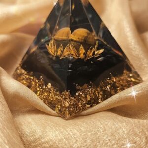 Orgonite Obsidienne noire et Œil du Tigre Doré