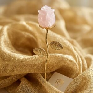 Rose éternelle quartz rose dorée