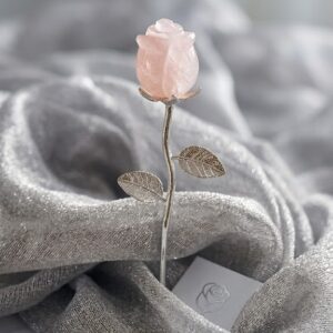 Rose éternelle quartz rose argentée