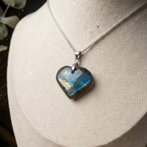 Pendentif cœur labradorite AAA