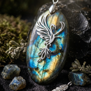 Pendentif Phénix labradorite AA